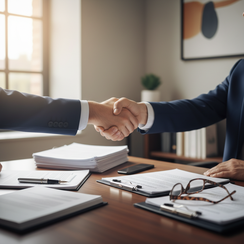 A handshake over legal protection documents